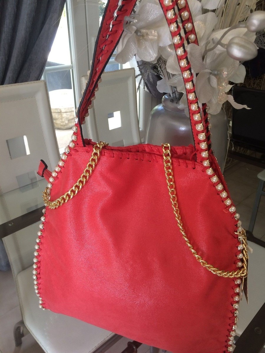 Sac à Main Femme Noir Sublime - Mélange Coton Perlé Et Satiné, Chaînette Dorée, Fourre-tout Neuf Avec étiquettes