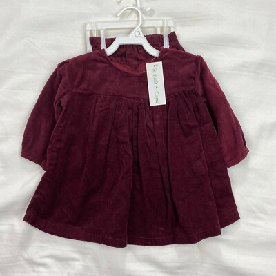 NWT Bella &  Emma Baby Girl Size 3 months Burgundy Velvet Dress  with Bloomers