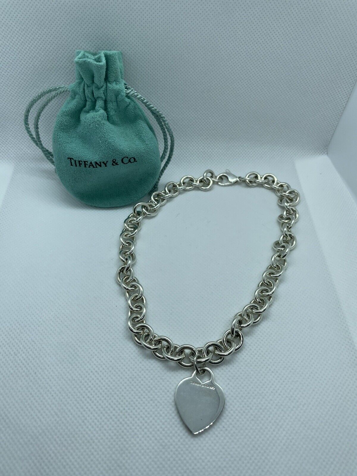 Tiffany & Co. Sterling Silver Heart Tag Chain Link Necklace 16