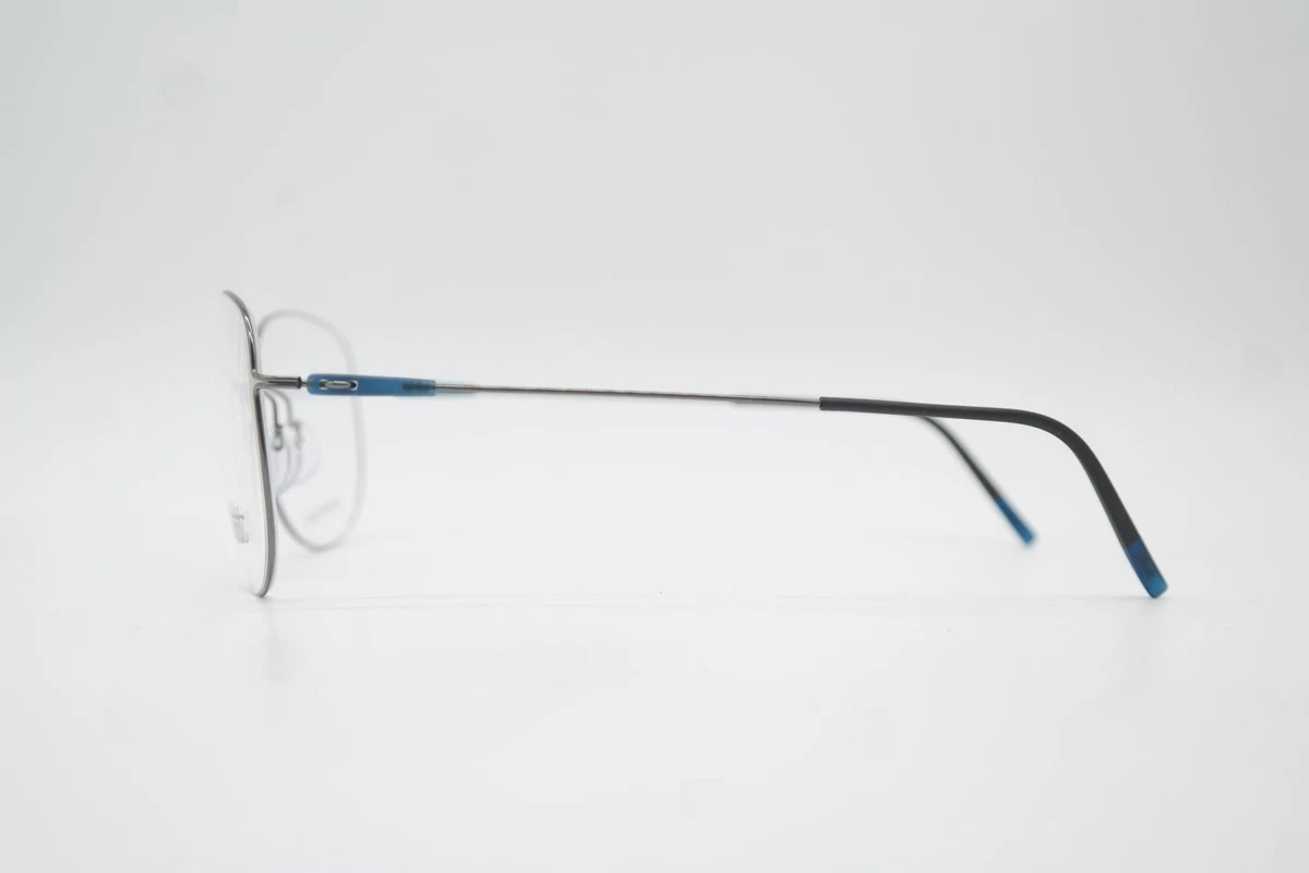 Lunettes Silhouette 5507 75 Titan Argent Bleu Ovale Monture Lunettes Neuf