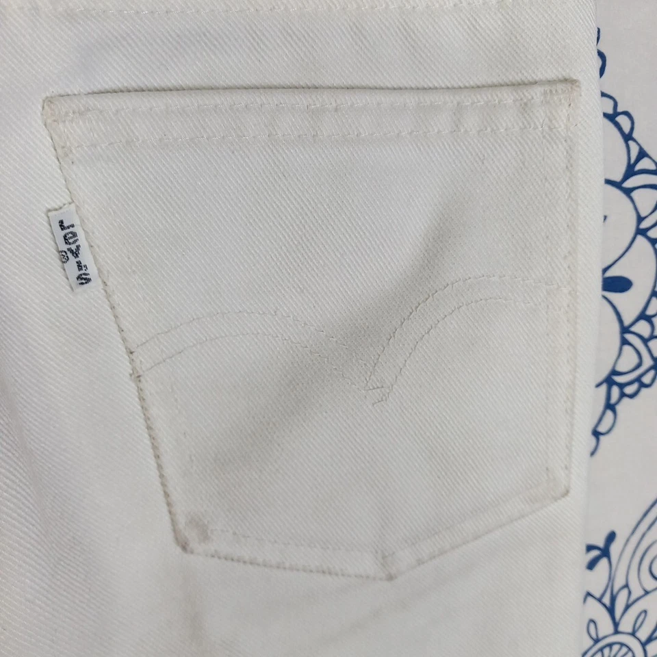LEVI'S 630 Made In France W28 L36 JEANS BIANCO WHITE DENIM ZIP PANTALONES BLANCO - Immagine 4 di 4