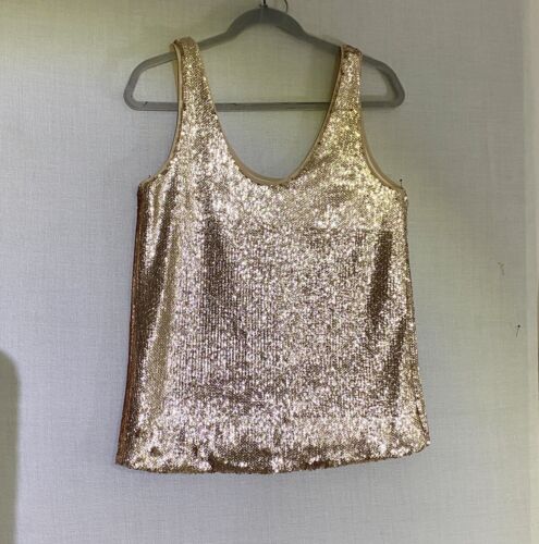 STUNNING…Veronica Maine Gold Sequin Top 6-8 - Picture 1 of 8