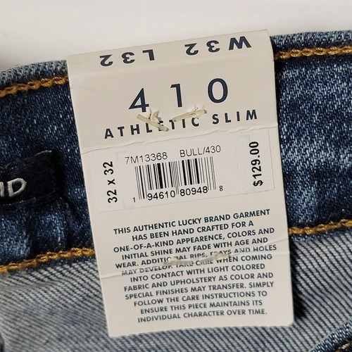 Pantalones de mezclilla Lucky Brand para hombre 410 atléticos ajustados elásticos desgastados con salpicaduras de pintura 32x32 - Imagen 9 de 11