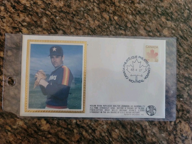 NOLAN RYAN REPLACES WALTER JOHNSON STRIKEOUT KING 1983 CACHET Canada