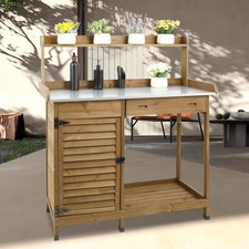 PetsCosset Outdoor Garden Potting Bench Table Wooden Potting Table with Drawer