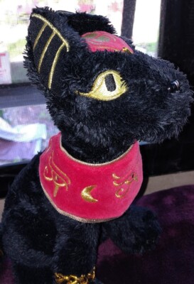 Plush Sitting Black Cat Universal Studios Egyptian Pharaoh Outfit w/Gold & Red