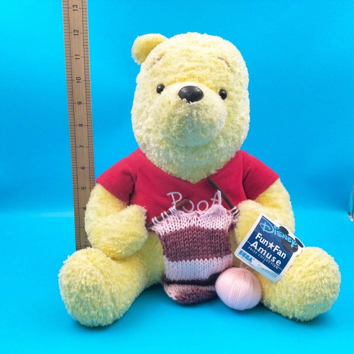 Winnie The Pooh Disney SEGA 2004 Pooh Knitting Plush 12