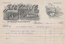 Paper Invoice Fine Hair Mattresses John Holman & Co Bedding 1898 A9Y