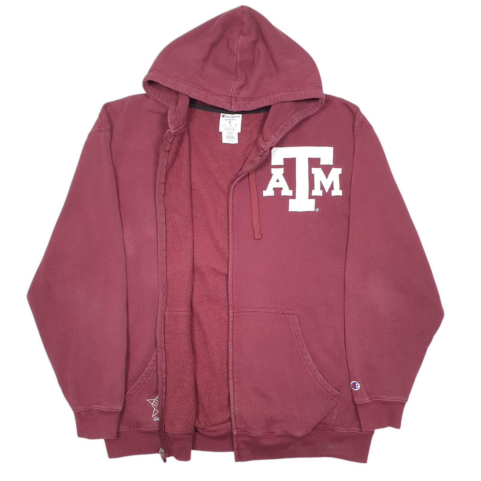 CHAMPION Full Zip Hoodie ATM Gig Em Jumper Sweatshirt Mens XL image 2