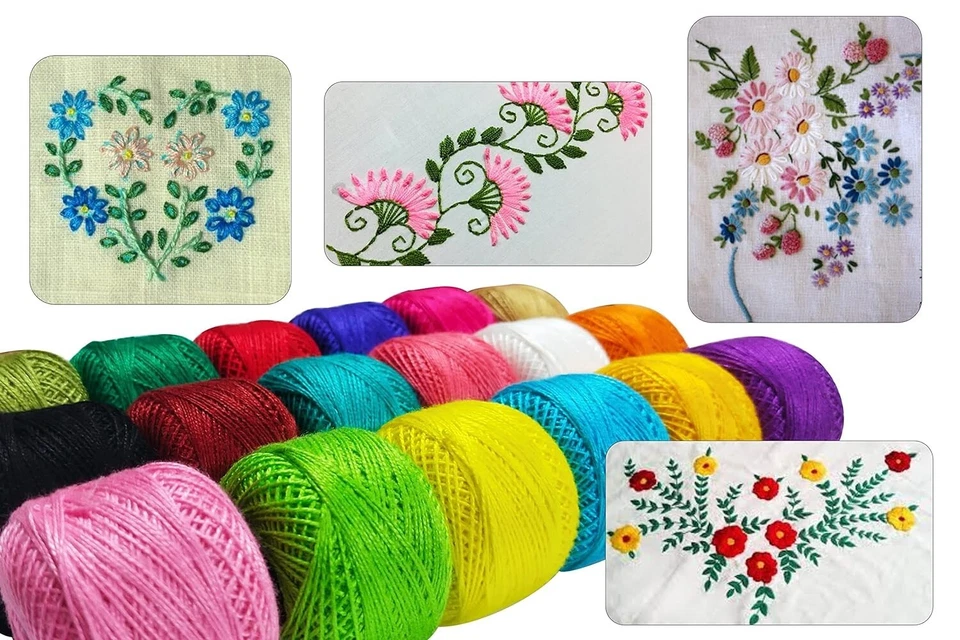 Cotton Thread Soft and Shine ball for Embroidery Weaving & Craft Making 18 pc US - Image 3 of 4