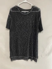Time and Tru Womens Top Black Semi Sheer Short Sleeve Size Medium. Small stain
