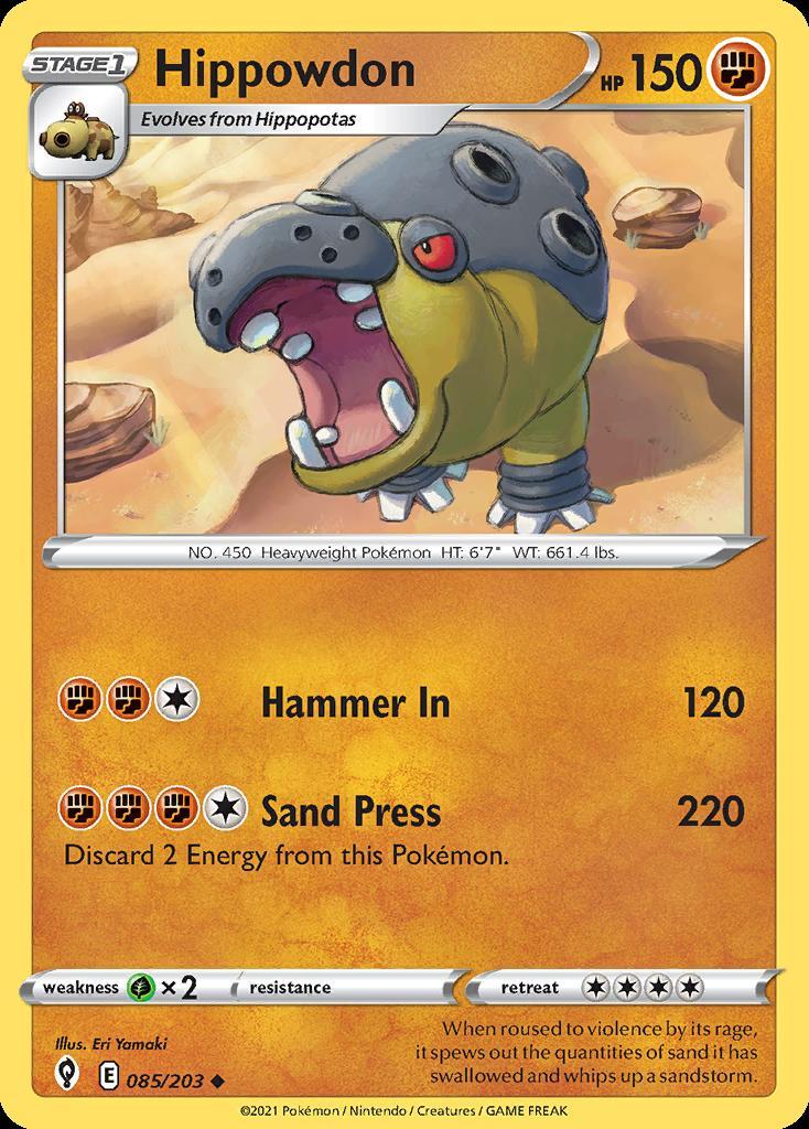 Pokemon Hippowdon (85/283) Evolving Skies LP REVERSE HOLO