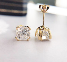 4Ct Lab-Created Diamond Push Back Solitaire Stud Earrings 14K Yellow Gold Finish