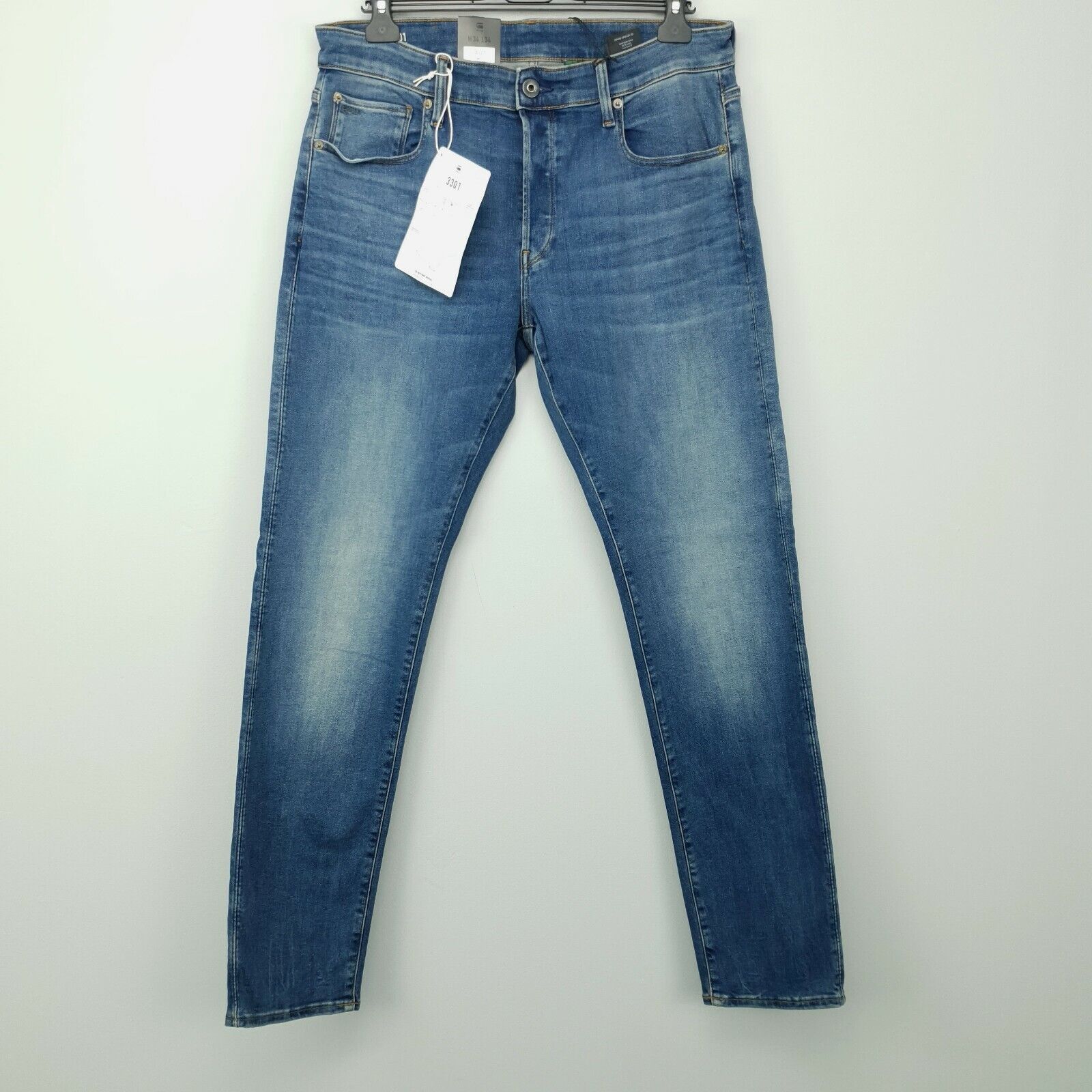 100% quality warranty! G-Star Raw 3301 Mens STRETCH RRP W34 BLUE Sale price L34 £80 VINTAGE Jeans