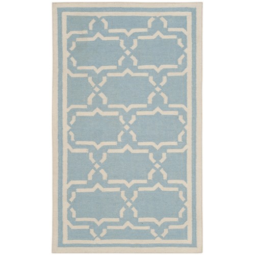 SAFAVIEH Dhurries DHU545B Light Blue / Ivory Rug - Picture 9 of 25