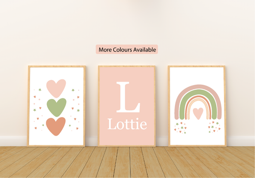 Set of 3 girls prints, Rainbow Heart Posters, Girls Bedroom Nursery, Wall Art - Picture 5 of 10