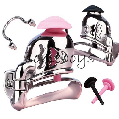 NEW PA Lock Piercing Chastity Cage Device Ring with Silicone CBT Alternative Men