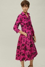 CH Carolina Herrera Fuchsia Embroidered taffeta wrap dress Size: XS