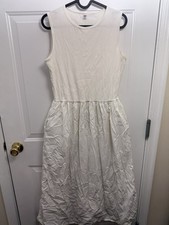 Women’s Uniqlo White Mixed Media Combination Maxi Dress M Summer Minimalist