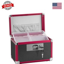 Small Medication Lock Box with Key 10"x6"x6.7" - Childproof Aluminum Medicine...