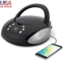 Portable CD Boombox W/ AM FM Radio Programmable Tracks Aux Input LED Display New