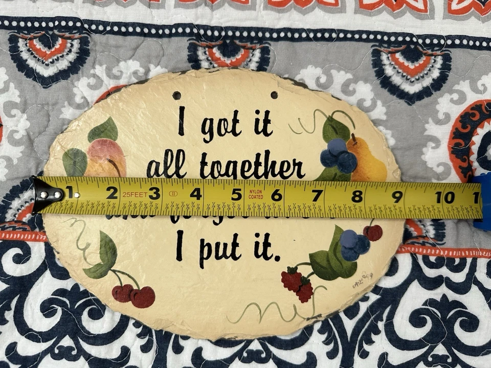 Letrero colgante ovalado para decoración del hogar | “Lo conseguí todo junto y olvidé dónde lo puse” Foto 4 de 4