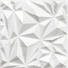 STICKGOO 3D Diamond Wall Panels White Marble Mixed Gold Interior Decor 32.4 sq f