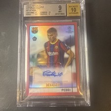 2020-21 Topps Merlin Chrome UEFA Pedri RED Rookie RC BGS 9 BGS 10 Auto /10