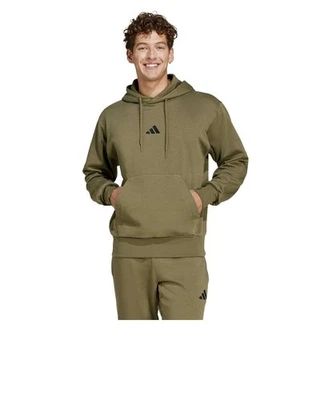  Kapuzen Hoodie HERREN Adidas Essentials Feelcozy Fleece Olivgrün  - Bild 1 von 4