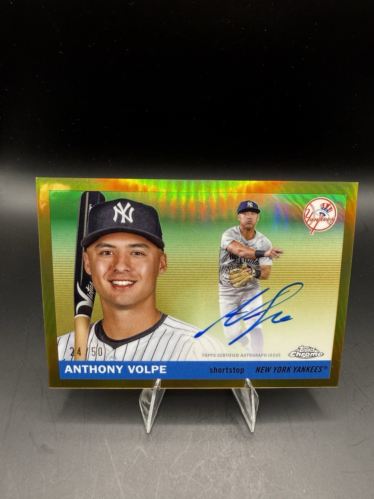 2025 Topps Chrome Platinum - Anthony Volpe Gold Auto /50 #CPA-AV Yankees