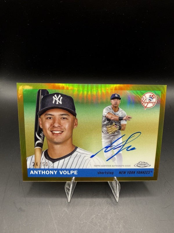 2025 Topps Chrome Platinum - Anthony Volpe Gold Auto /50 #CPA-AV Yankees