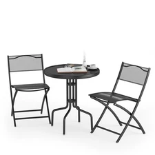 Goplus 3PCS Bistro Set Backyard Table Folding Chairs Outdoor Furniture Set