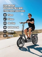 Folding Electric Scooter for Adults Teen 1000W 14"Tire 25 MPH 45 Miles with Seat