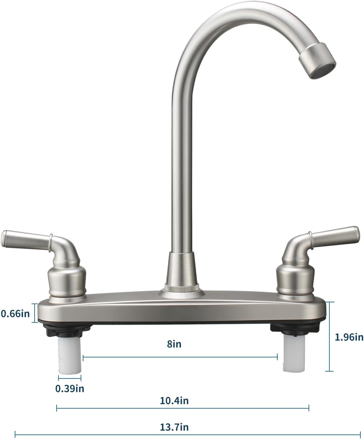 Non-Metallic Kitchen Faucet Brushed Nickel Two Handle-8" Main Body-High Arch-360