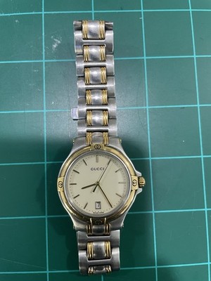 GUCCI クォーツ腕時計 9040M Vintage Gucci 9040M Two Tone Quartz Watch Men's 35mm Ivory Dial
