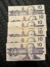 1989 Canadian 10 Dollar Bill Circulated. 1x Banknote 🇨🇦🇨🇦🇨🇦🇨🇦🇨🇦