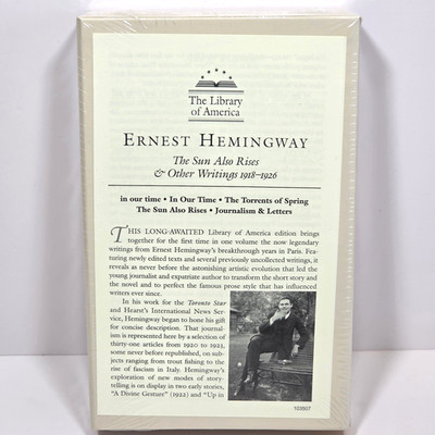 SEALED Ernest Hemingway Sun Also Rises Other Writings Library of America HC 334