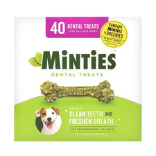 Minties Dog Dental Treats 40 Count Breath Freshener Compare to Greenies EXP-5/27