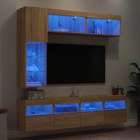 Tv-Wohnwand 7-Tlg. Sonoma-Eiche Mit Led-Beleuchtung