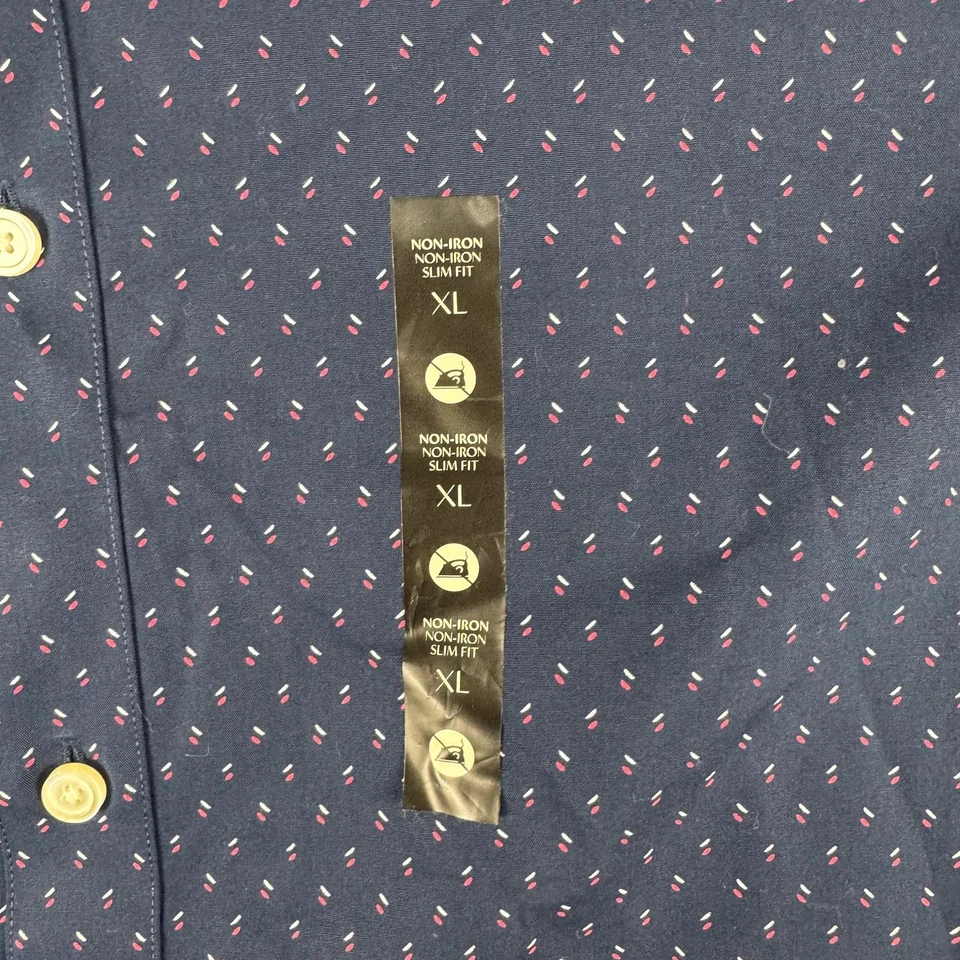 Camisa Banana Republic Para Hombres XL Azul Sin Hierro Calce Ajustado Patrón Vestido con Botones Foto 4 de 4