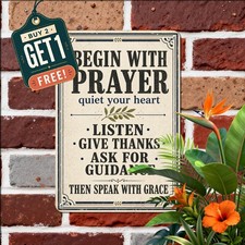 Rustic Farmhouse Prayer Sign Inspirational Faith Metal Wall Plaque 8x12