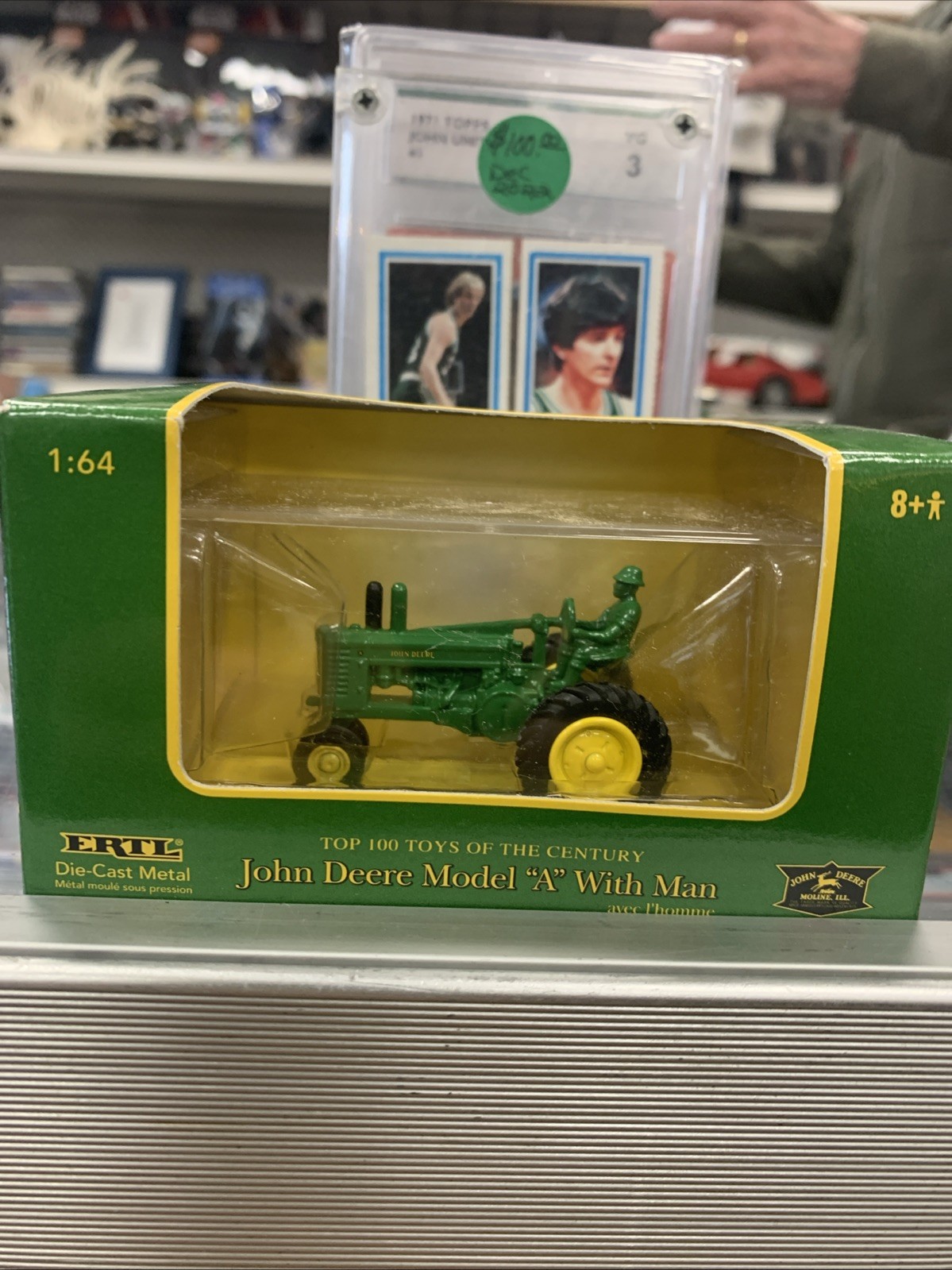 1/64 Scale John Deere A With Man Narrow Front Tractor Die-Cast Ertl