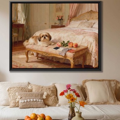 Oil Painting Dog Shih Tzu Canvas Print Bedroom Wall Art Pet Artwork Decor