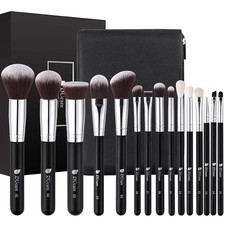 15 Piece Makeup Brush Set Synthetic Face Eye Cosmetic Tools With Travel Bag Case
