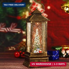 Snow Globe Christmas Lantern Decorations, Musical Snow Globe Lantern with Swirli