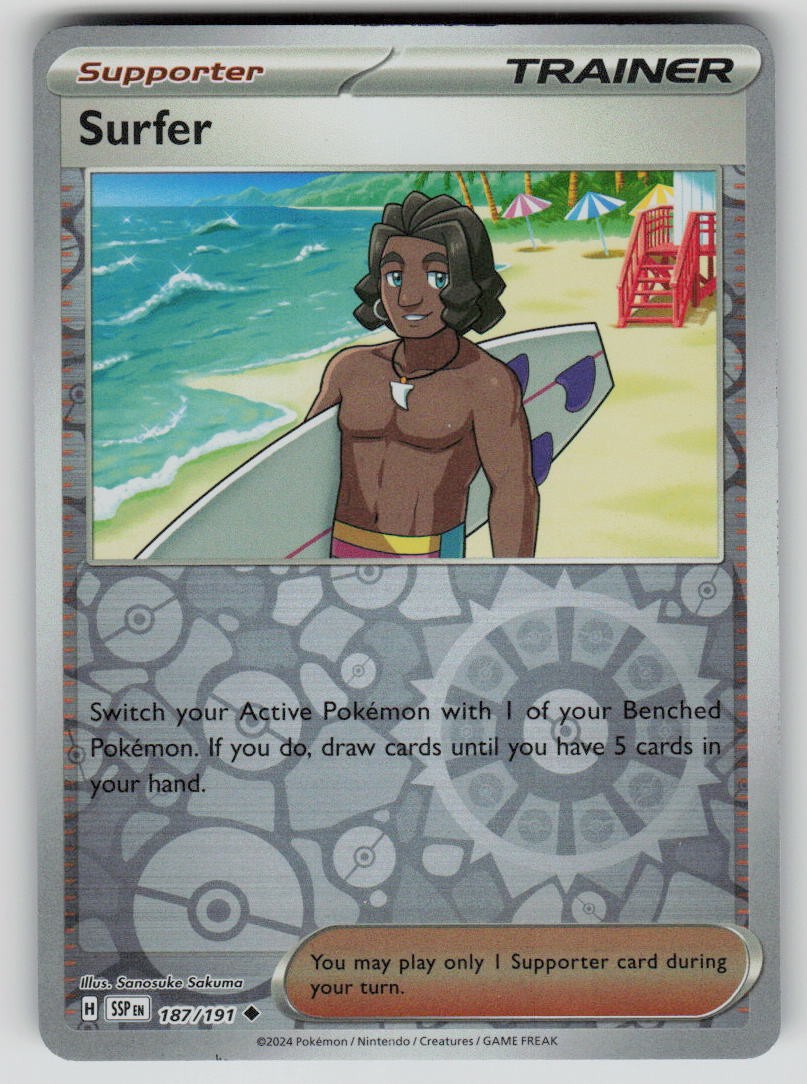 Surfer 187/191 Reverse Holofoil Surging Sparks Near Mint EN Pokemon