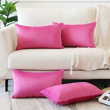 Set of 4 Decorative Throw Pillow Covers Soft 20" x 12" Pack of 4 Hot Pink