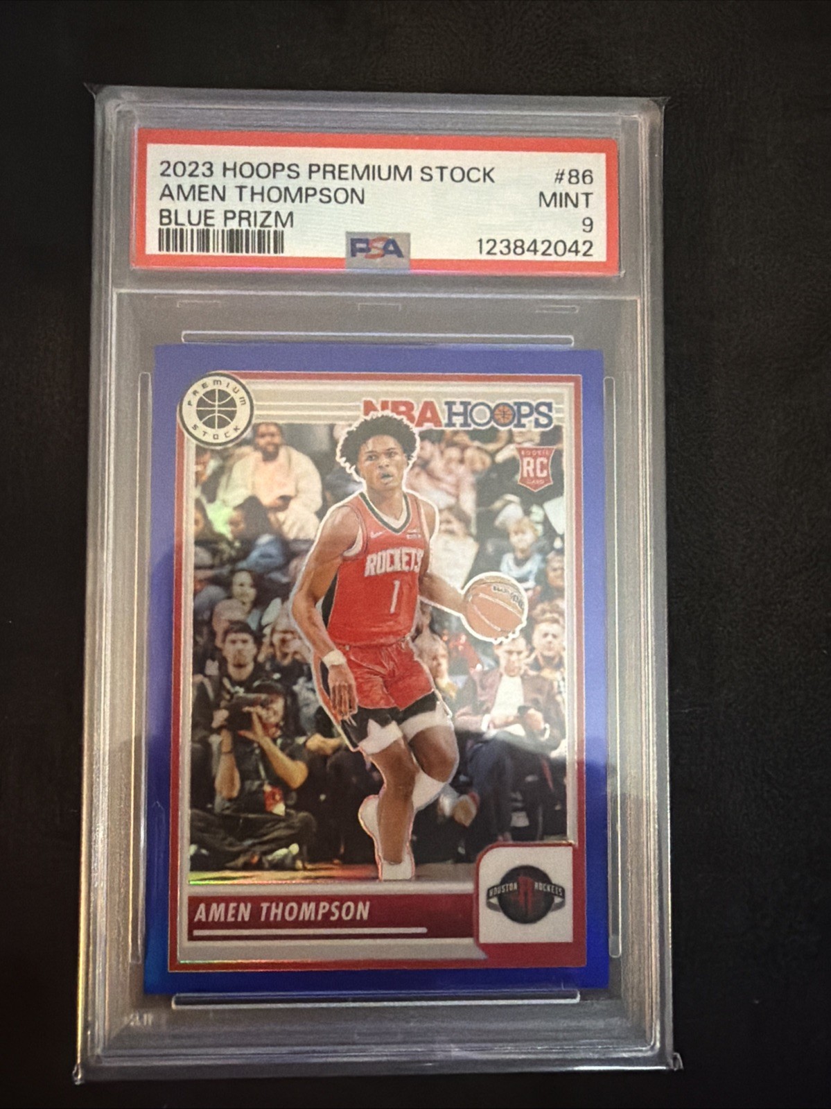 2023 Panini Hoops Premium Stock Blue Prizm Amen Thompson #86 /120 PSA 9