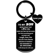Son Gifts Keychain for Son Birthday Gifts from Mom Inspirational Gift for Boys