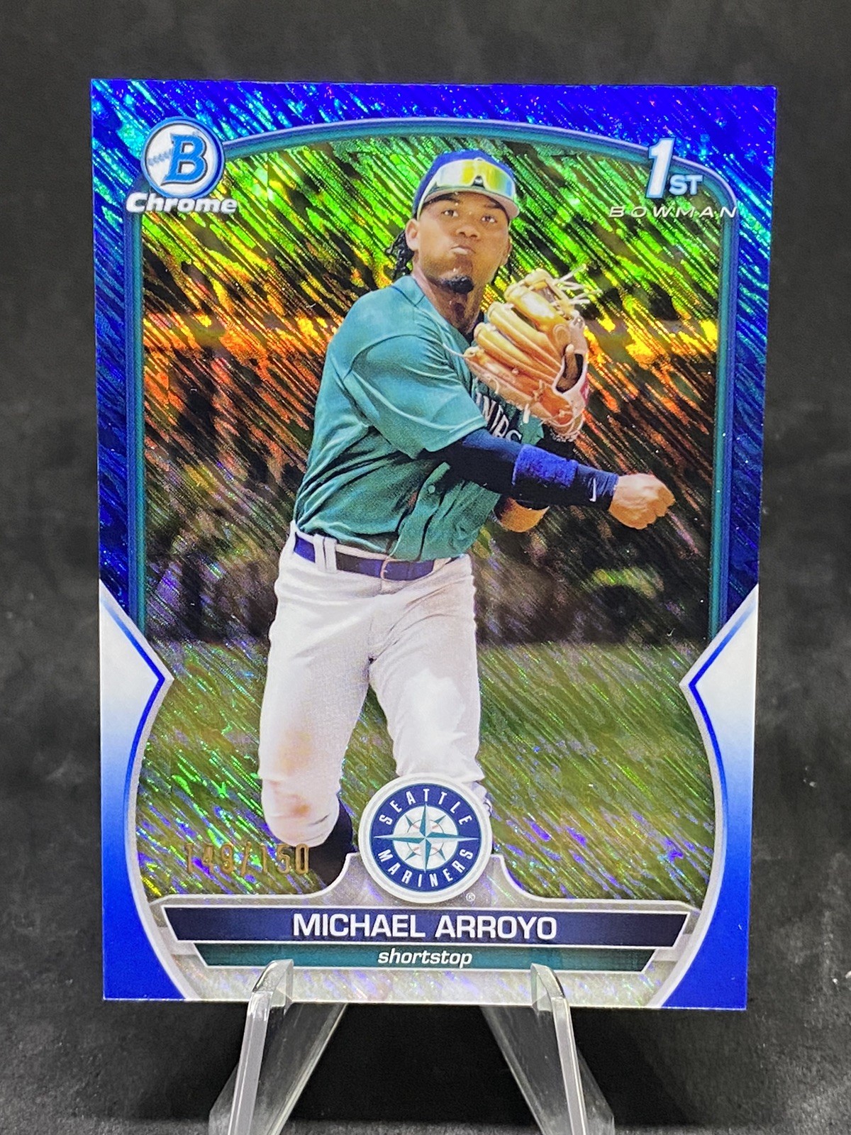 Michael Arroyo 2023 Bowman Chrome 1st Blue Shimmer Rookie Card /150 #BCP-63